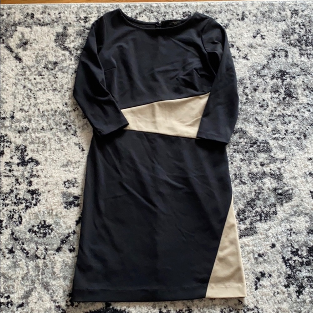 Ann Taylor Black and Cream Dress, Size 2P.